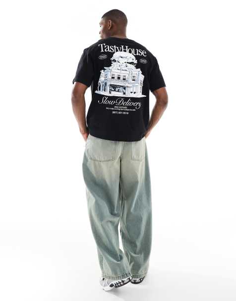 Bershka tasty house back printed t-shirt in black