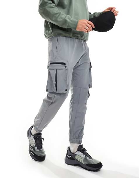 Bershka tech cargo trouser in grey - view 1