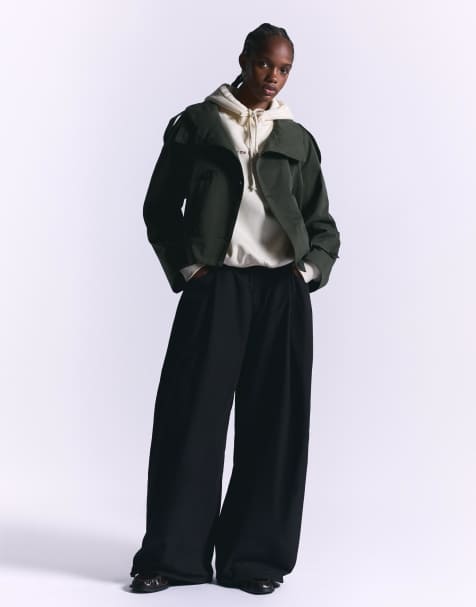 Bershka Technical balloon parachute trousers in black