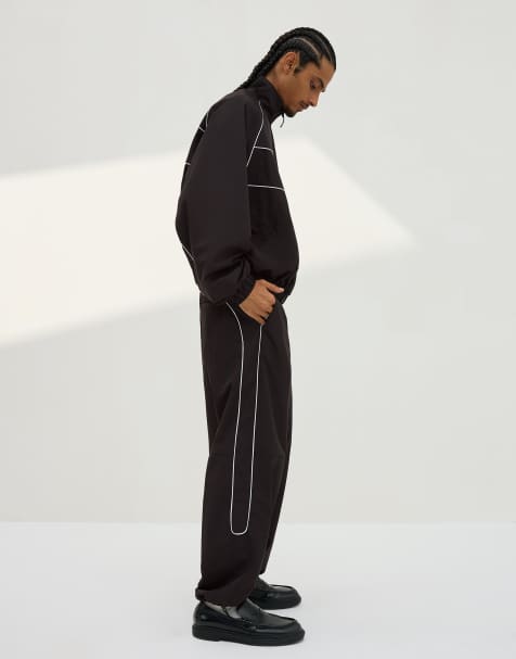 Bershka Technical boxy tracksuit in black - view 1