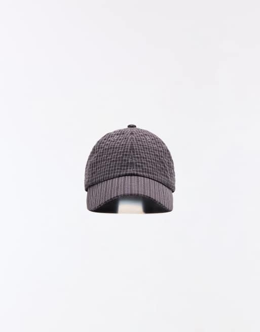 Bershka Technical check cap in grey, 3 of 4
