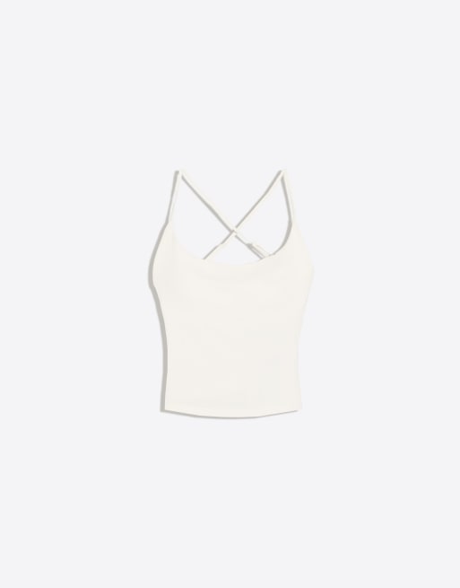 Bershka Technical fabric vest top in khaki, 5 of 5