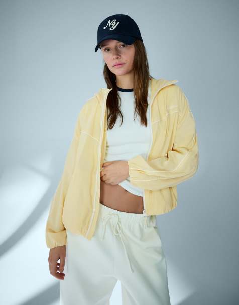 Bershka Technical hooded jacket in beige