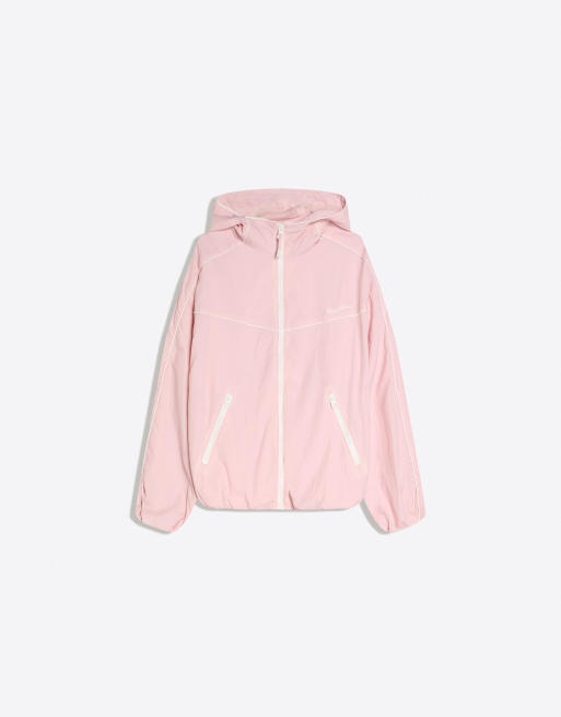 Bershka Technical hooded jacket in dust pin, 4 of 4