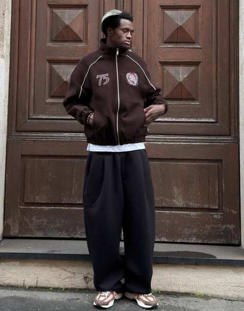 Bershka Technical trousers with darts in black