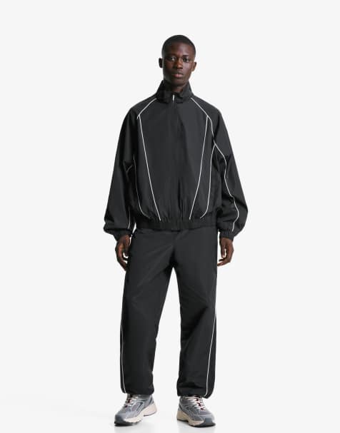 Bershka - Technisch baggy sportjack in zwart - view 1