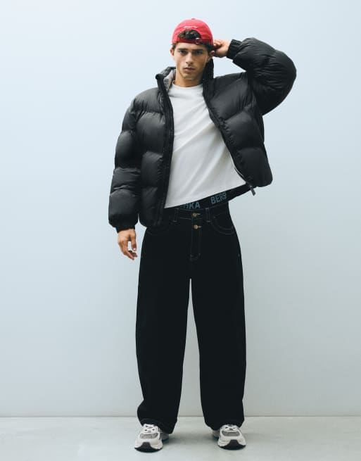 Bershka technisch gewatteerd jack in zwart, 4 van 5