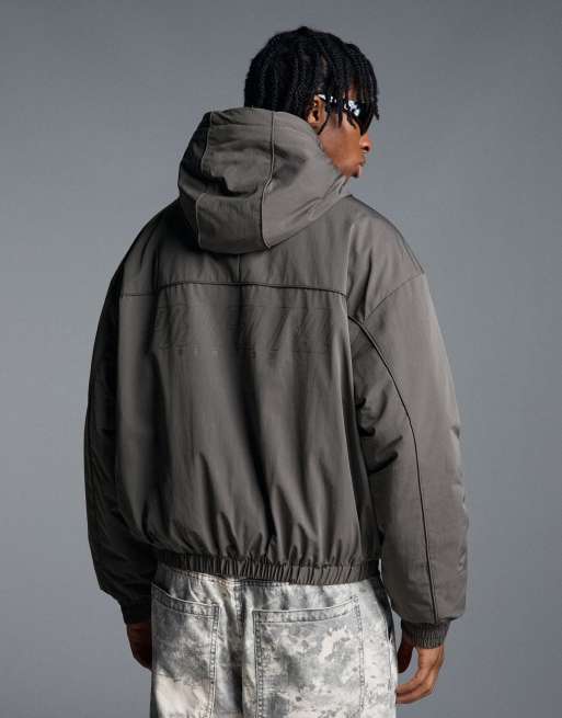 Bershka - Technisch jack met capuchon in donkergrijs, 4 van 6