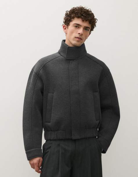 Bershka technisch jack met hoge kraag in grijs - view 1
