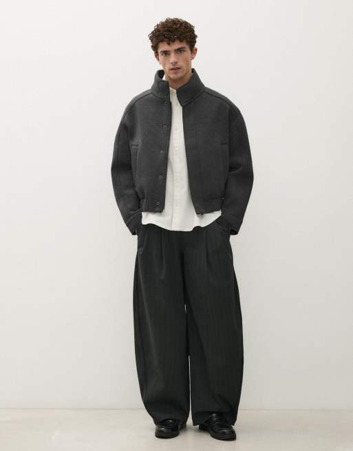 Bershka technische Jacke mit hohem Kragen in Grau, 2 von 6
