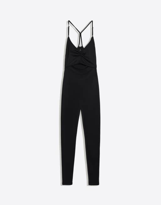 Bershka technischer Jumpsuit mit Riemchen in Schwarz, 6 von 6