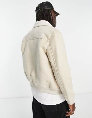 cream borg bomber jacket