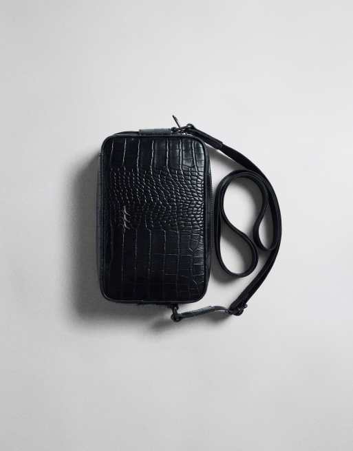 Bershka tekstureret crossbody-taske i sort, 4 af 5