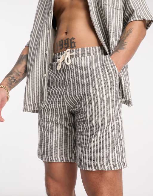 Bershka – Teksturowana szara koszula w paski, część zestawu, 4 z 4