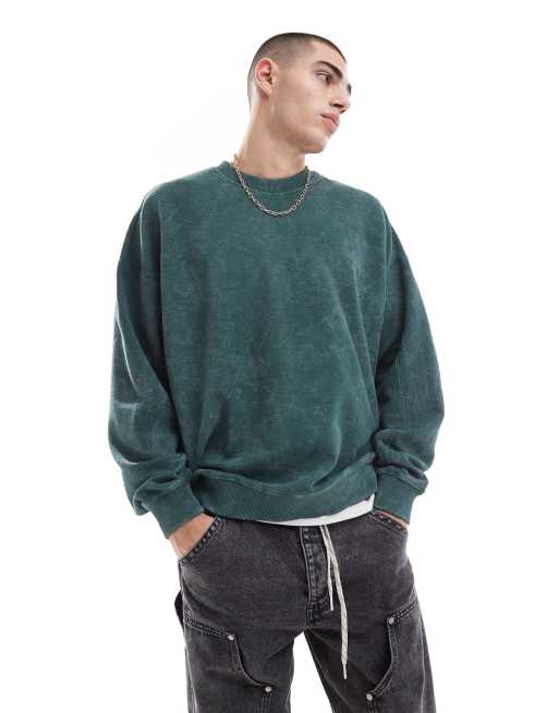 Bershka – Teksturowana zielona bluza