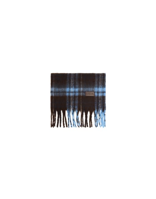 Bershka ternet tørklæde med frynser i brun og blå, 4 af 4