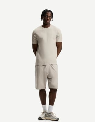 Bershka textured bermuda shorts in neutral