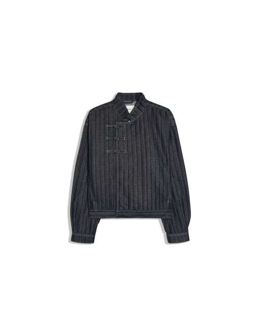 Bershka Textured clasp jacket in charcoal, 2 of 2