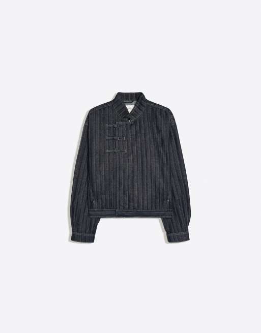 Bershka Textured clasp jacket in charcoal, 6 of 7