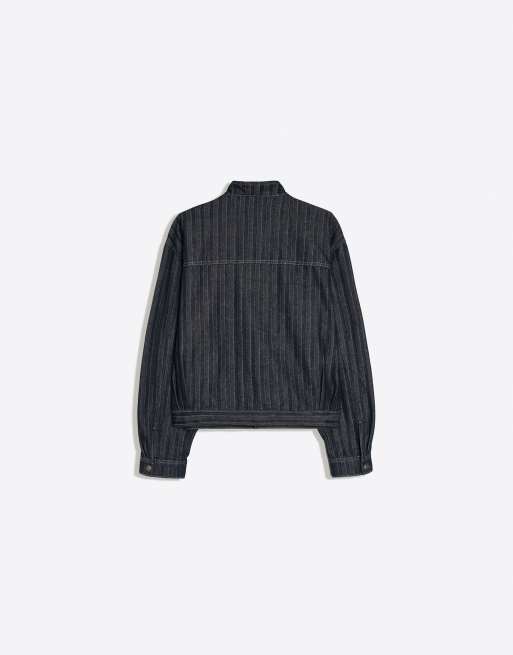 Bershka Textured clasp jacket in charcoal, 7 of 7