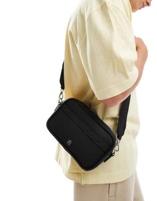 textured cross body bag in black