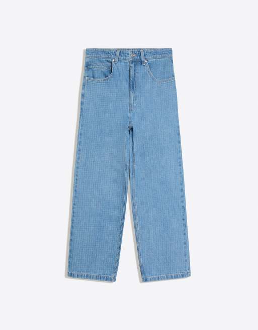 Bershka Textured jeans in light bue, 4 of 4