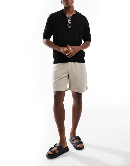 Bershka textured knitted polo shirt in black | ASOS