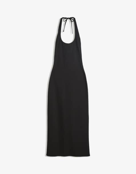 Bershka Textured midi dress in black - view 1