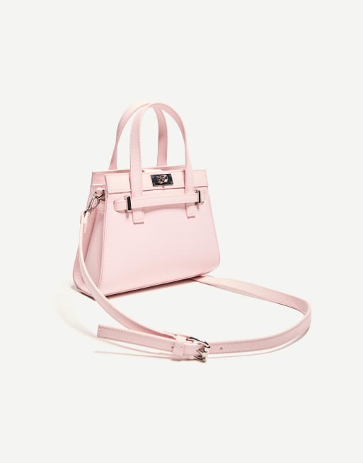 Bershka textured minaudiere in pink, 3 of 4