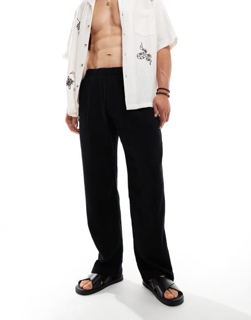 Bershka textured pants in black (part of a set)