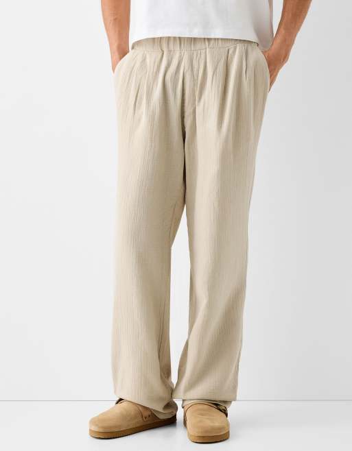 Bershka textured pants in sand - part of a set