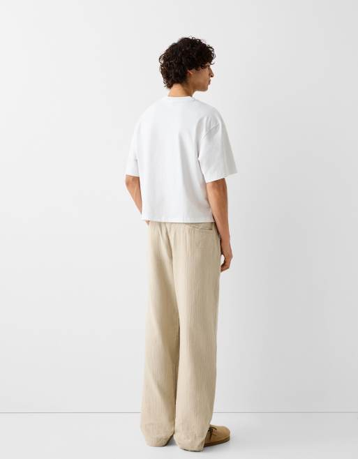 Bershka textured pants in sand - part of a set