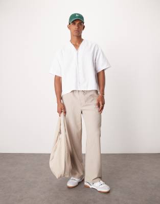 textured pants in sand-Neutral