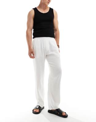 textured pants in white - part of a set