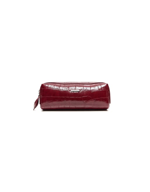 Bershka Textured pencil case in burgundy, 4 of 4