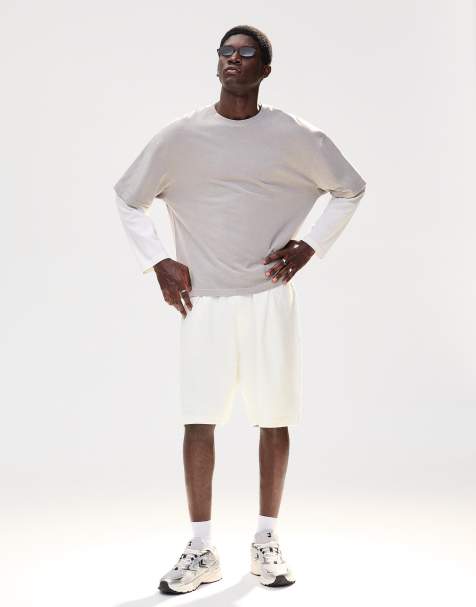 Bershka Textured plush bermuda shorts in white - view 1