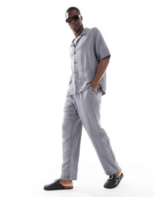 Bershka Bershka textured pull on co-ord trousers in grey