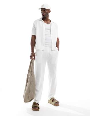 Bershka Bershka textured pull on co-ord trousers in white