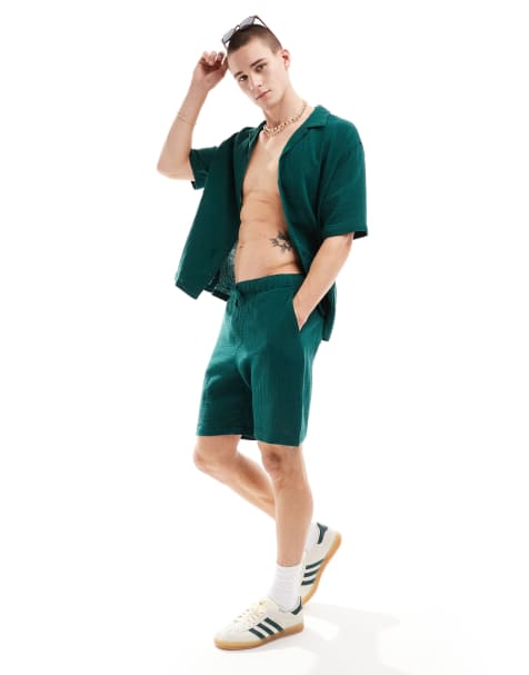 Bershka textured shorts in green (part of a set) - view 1