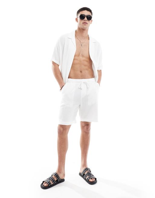 Bershka textured shorts in white - part of a set