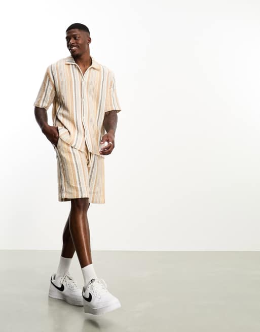 Striped shorts outfit on sale mens