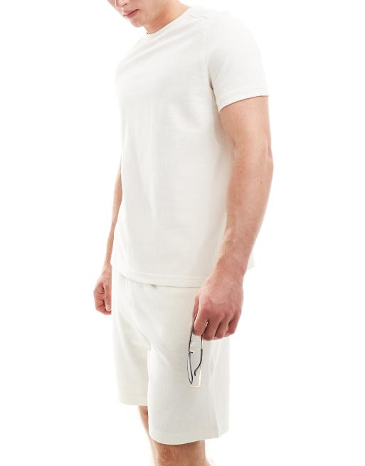 Bershka textured t-shirt in ecru (part of a set)