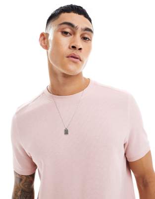 Bershka textured t-shirt in pink