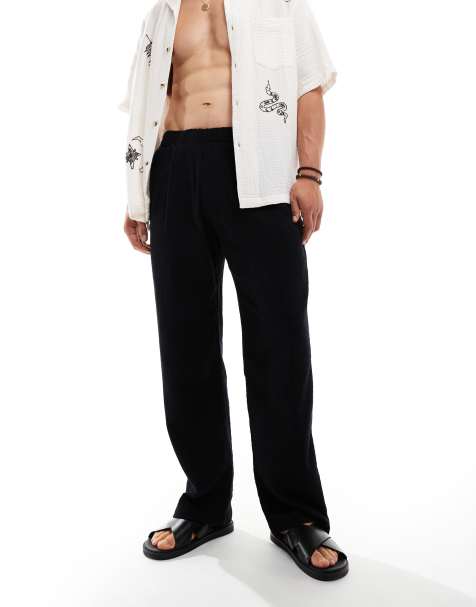 Bershka textured trouser co-ord in black - view 1