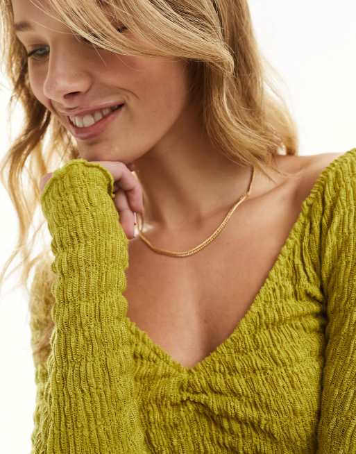 TEXTURED V-NECK SWEATER