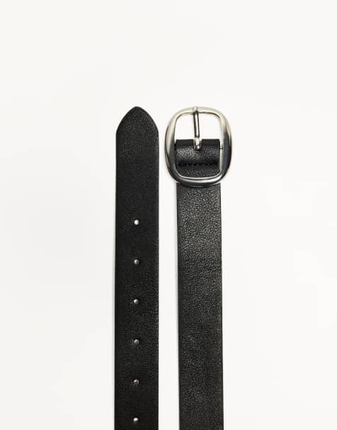 Bershka Thin faux leather belt in black - view 1