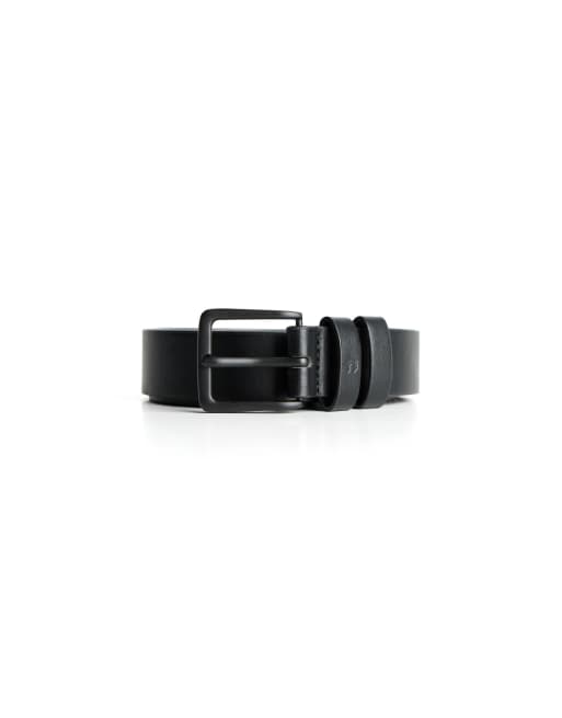 Bershka thin leather effect belt in black, 3 of 3
