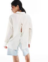 Bershka ruched sides tank top in white