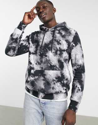 BERSHKA TIE DYE HOODIE IN BLACK,1889/777/60