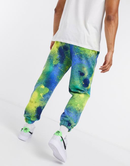 Bershka - Tie-dye joggingbroek in blauw en groen, deel van co-ord set, 2 van 4